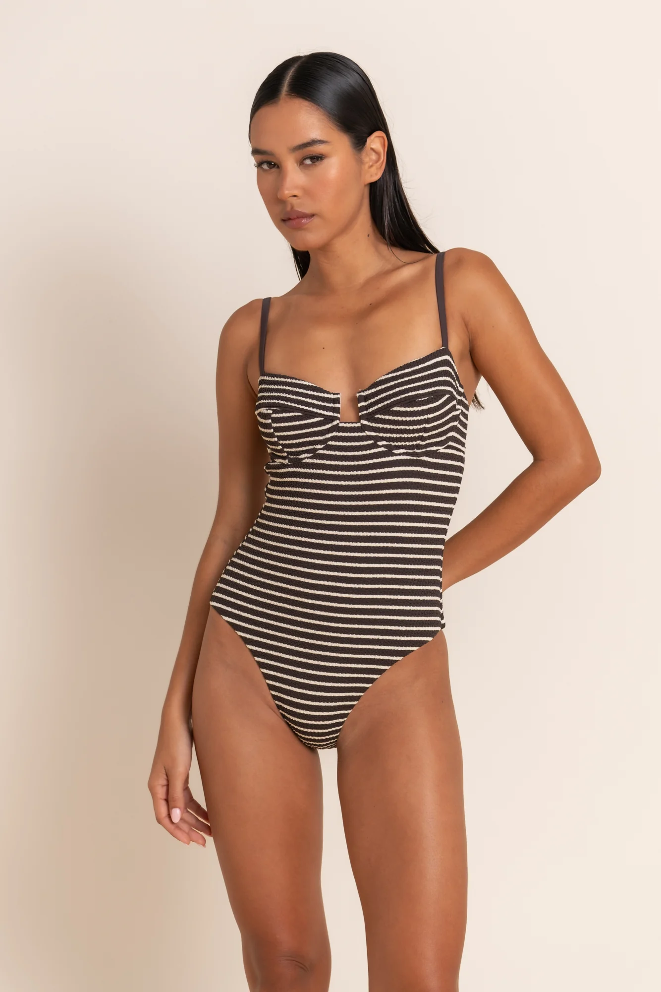AELA ONE PIECE - COCAO STRIPE - Image 5