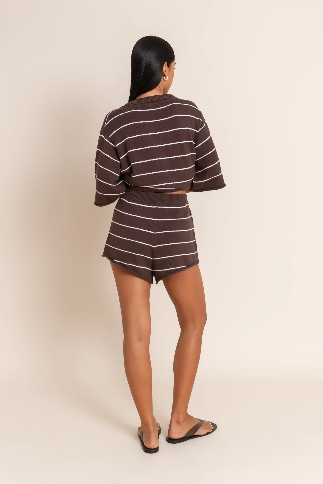 MANON SHORT - PECAN/WHITE STRIPE - Image 3