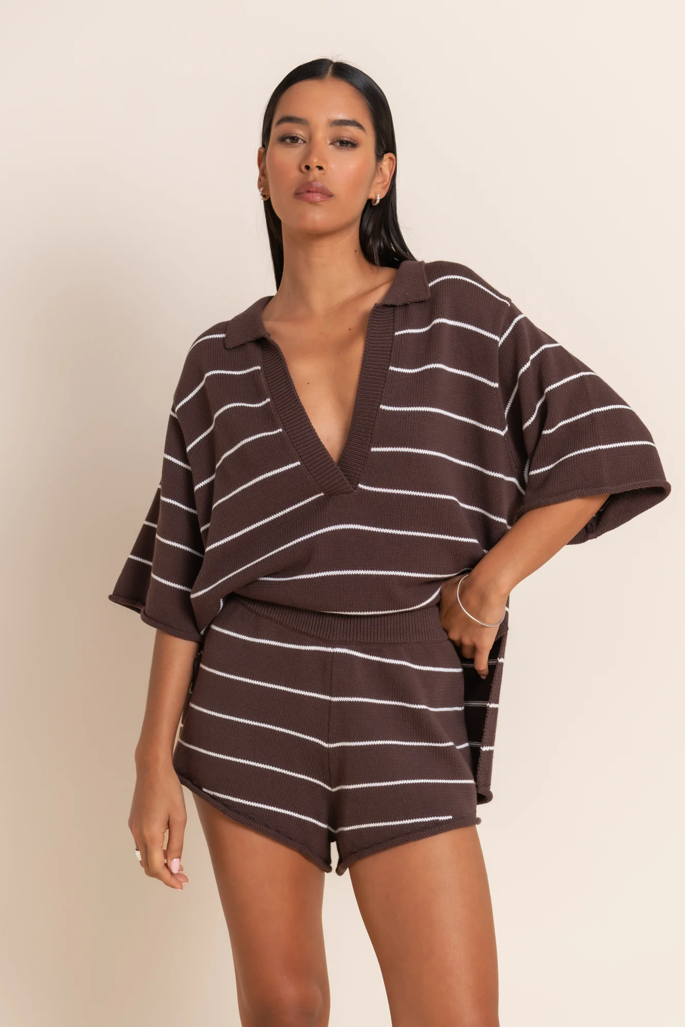 MANON SHORT - PECAN/WHITE STRIPE - Image 5