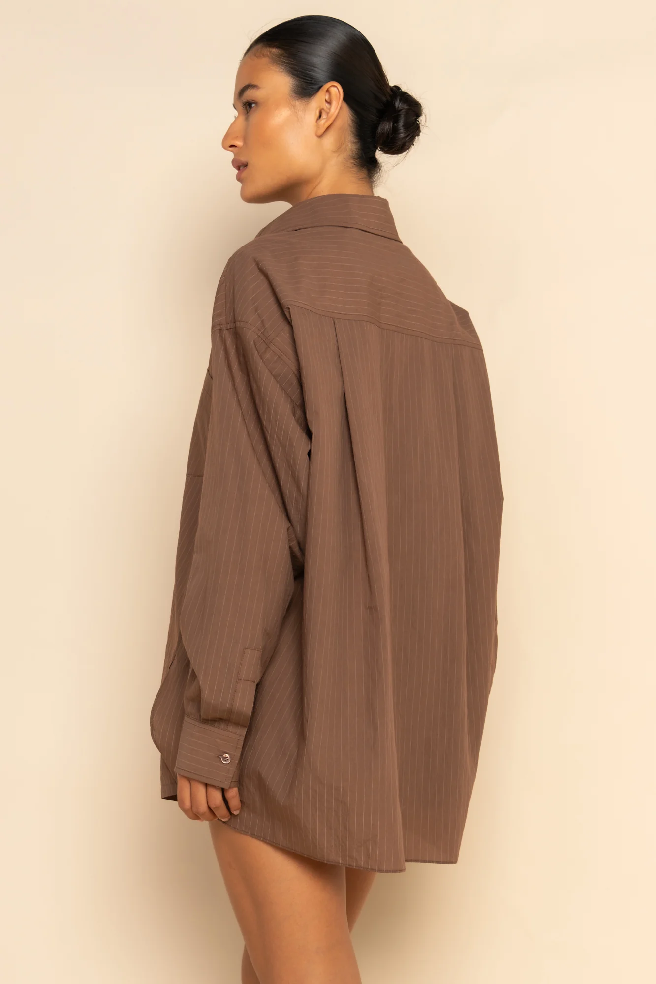 REMI SHIRT - MOCHA PINSTRIPE - Image 5