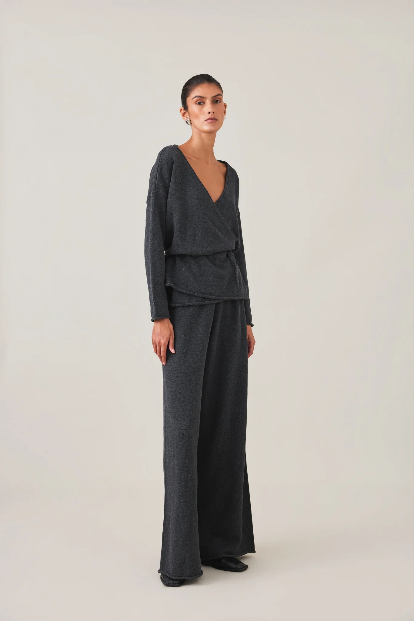 PRE-ORDER | SABINE WRAP KNIT - CHARCOAL - Image 13