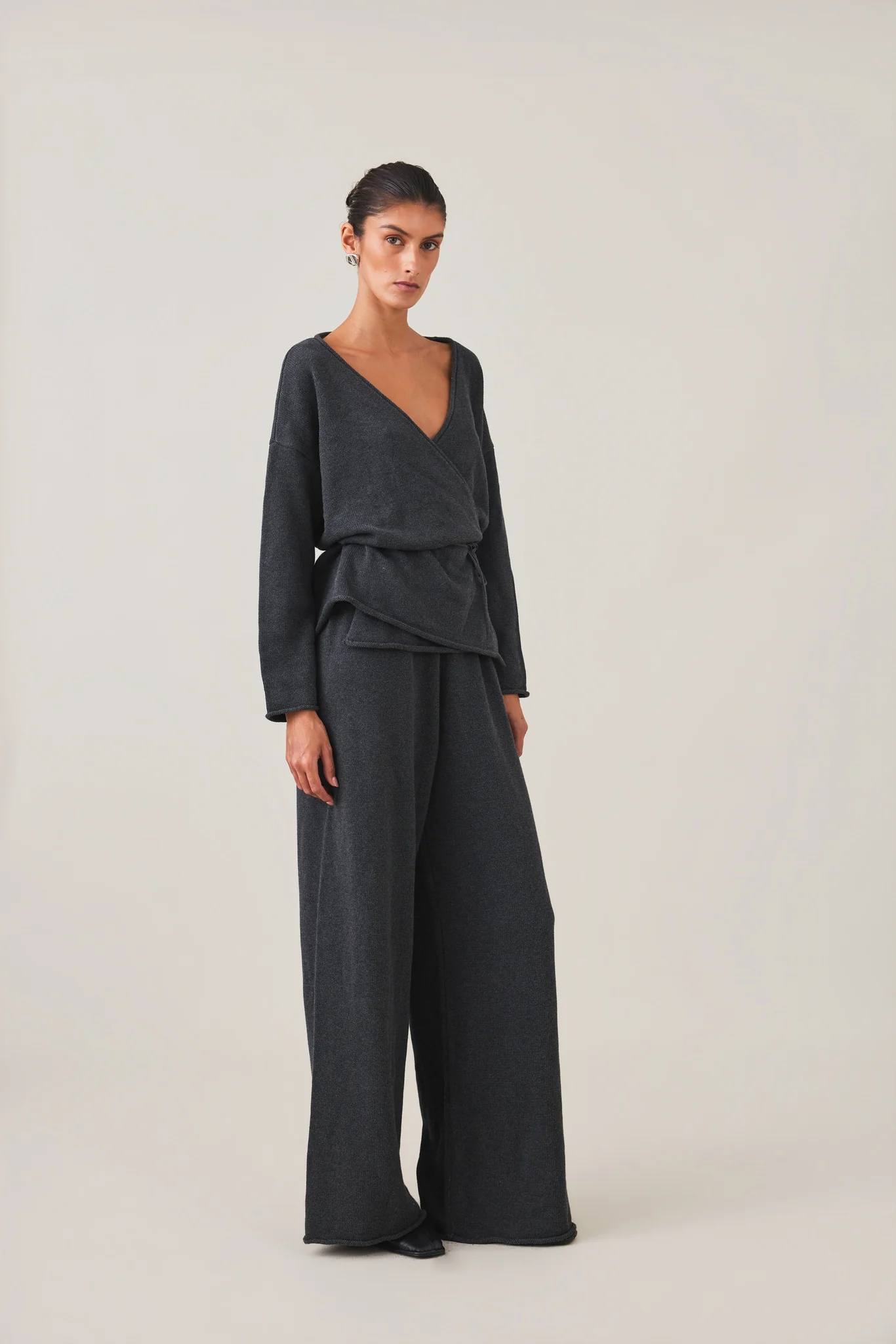 PRE-ORDER | SABINE WRAP KNIT - CHARCOAL - Image 8