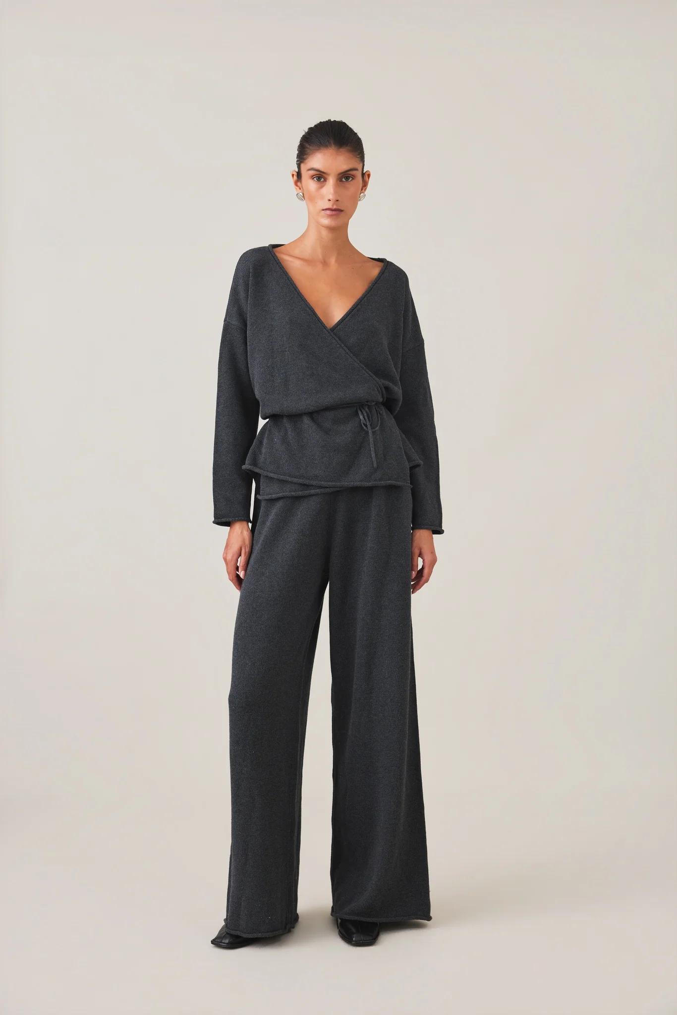 PRE-ORDER | SABINE WRAP KNIT - CHARCOAL - Image 9