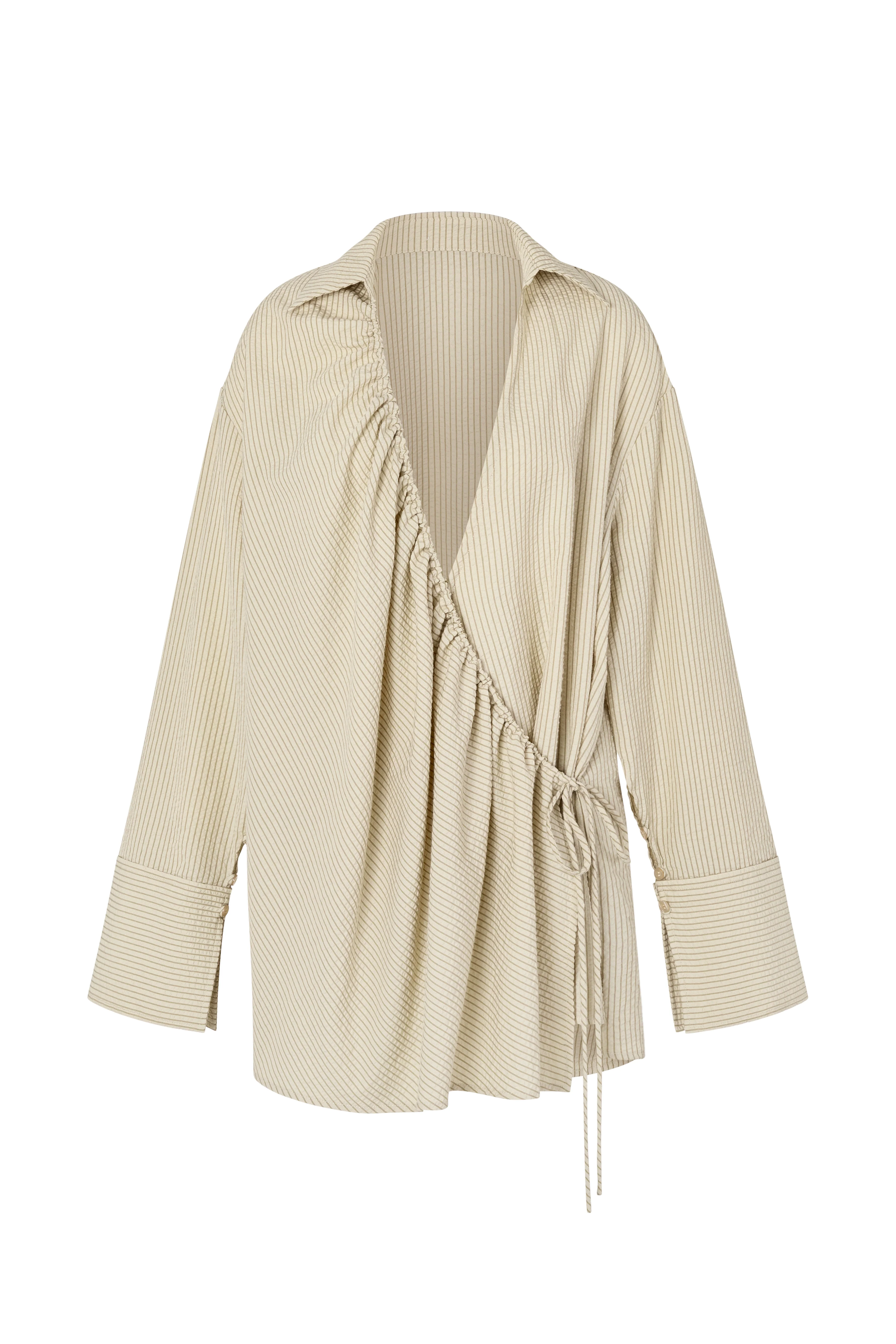 SIDNEY SHIRT DRESS - CARAMEL STRIPE - Image 3