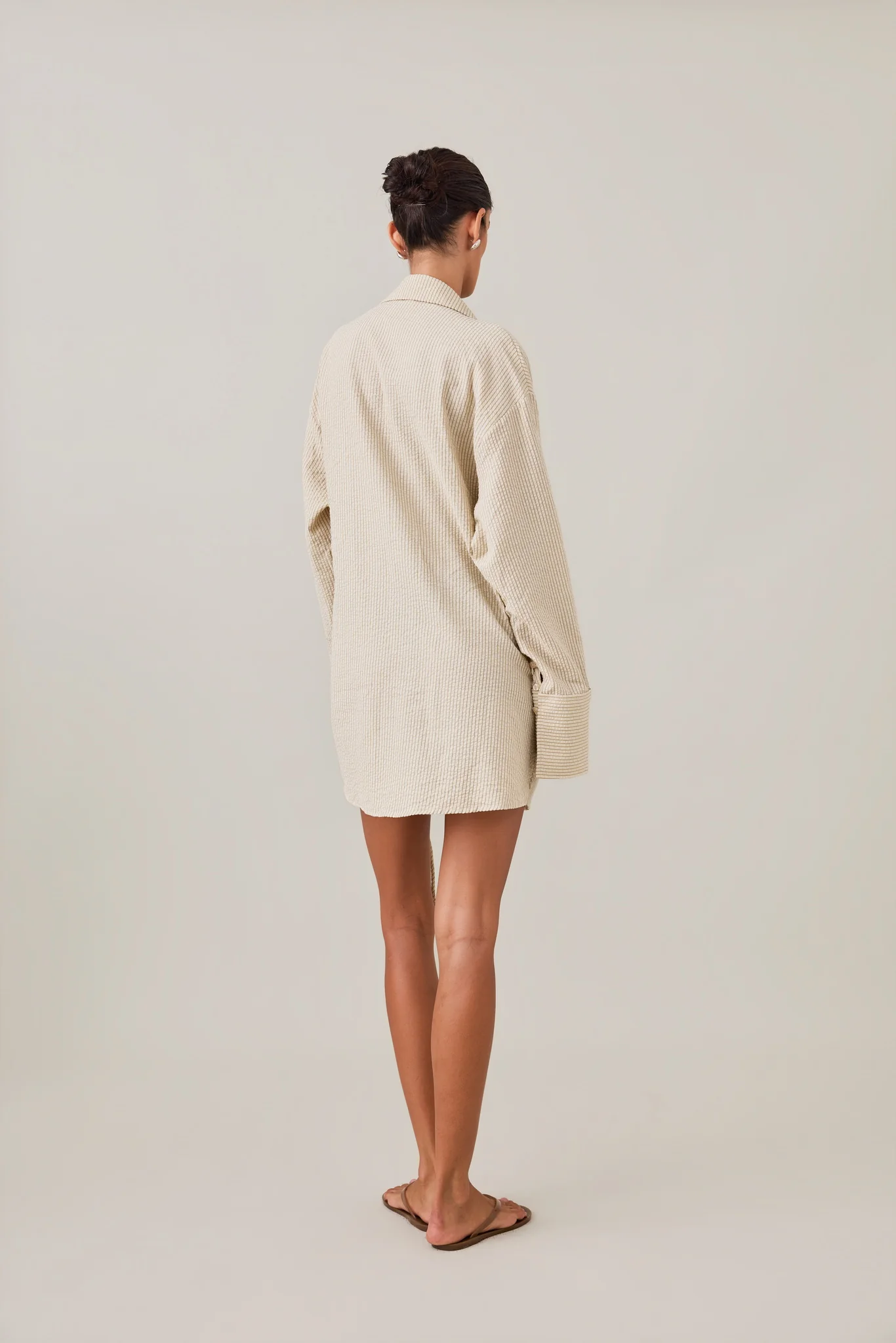SIDNEY SHIRT DRESS - CARAMEL STRIPE - Image 7
