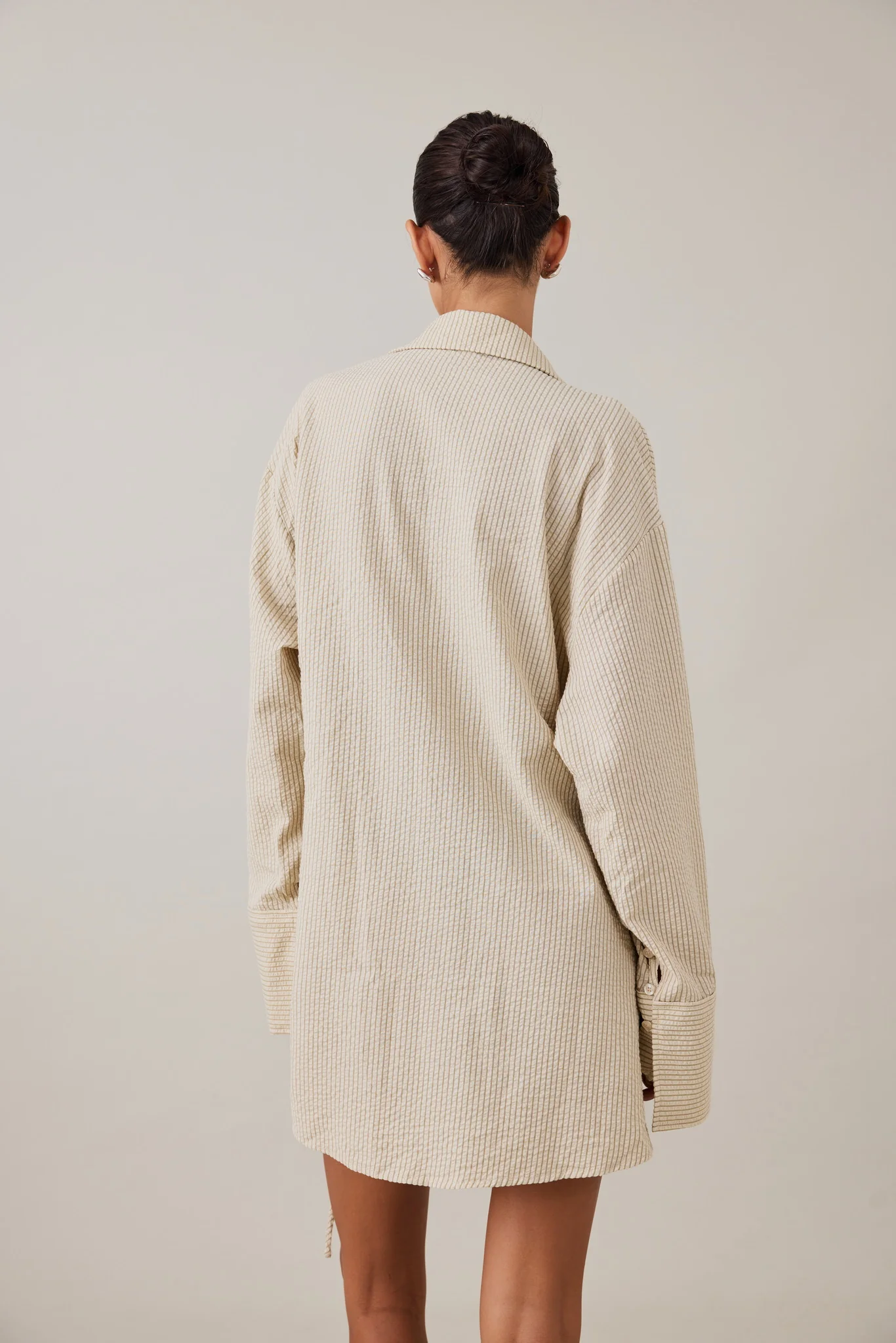 SIDNEY SHIRT DRESS - CARAMEL STRIPE - Image 9